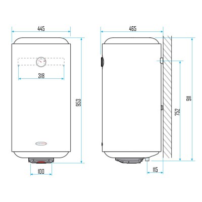 Водонагреватель Aquahot 100 л, мокрый ТЭН 1,5 кВт
