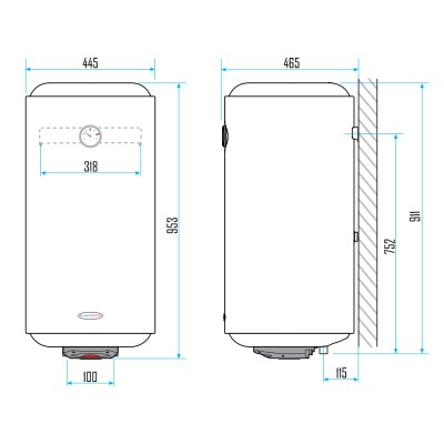 Водонагреватель Aquahot 100 л, сухой ТЭН 1,5 кВт