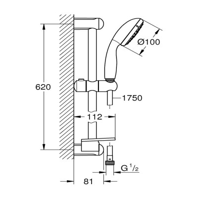 Душевой гарнитур Grohe New Tempesta 100 27927001 Душевой гарнитур Grohe New Tempesta 100 27927001