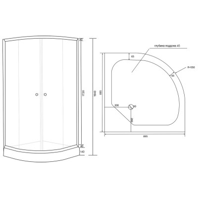Душевая кабина Lidz Latwa SC90x90.SAT.LOW.GR