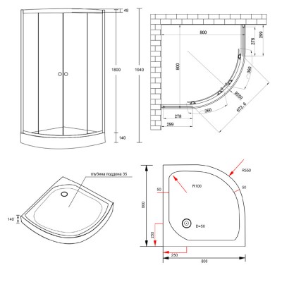 Душевая кабина Lidz Wieza SC80x80.SAT.LOW.L Linie Душевая кабина Lidz Wieza SC80x80.SAT.LOW.L Linie