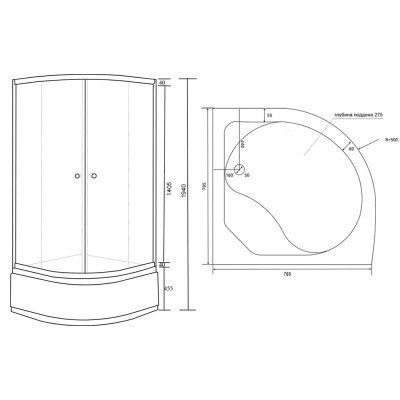 Душевая кабина Lidz Latwa SC80x80.SAT.HIGH.GR Душевая кабина Lidz Latwa SC80x80.SAT.HIGH.GR