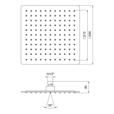 Лейка для верхнего душа Lidz (CRM)- 51 10 104 25
