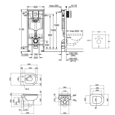 Набор инсталляция 5 в 1 Grohe Rapid SL 38827000 + унитаз с сиденьем Qtap Lark QT0331159W