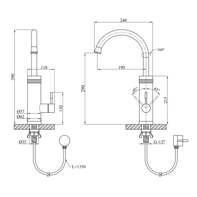 Кран водонагреватель проточный Kroner KRP Volt-ESG088 с дисплеем