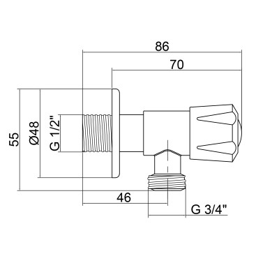 Кран приборный Lidz (NKS) 01 02 001 12 1/2"х1/2" угловой