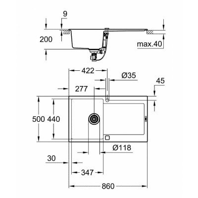 Кухонная мойка Grohe Sink K500 31644AP0 Кухонная мойка Grohe Sink K500 31644AP0