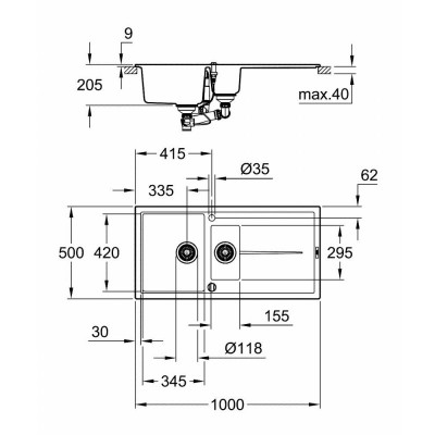 Кухонная мойка Grohe Sink K400 31642AT0 Кухонная мойка Grohe Sink K400 31642AT0
