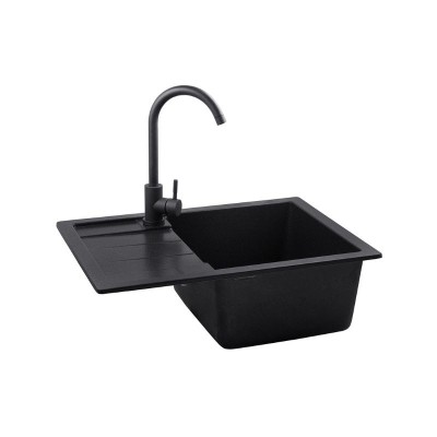 Кухонная мойка Kroner KRP Komposit GRB-6550 гранит с крылом графит