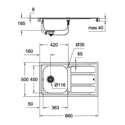 Кухонная мойка Grohe Sink K400 31566SD0 Кухонная мойка Grohe Sink K400 31566SD0