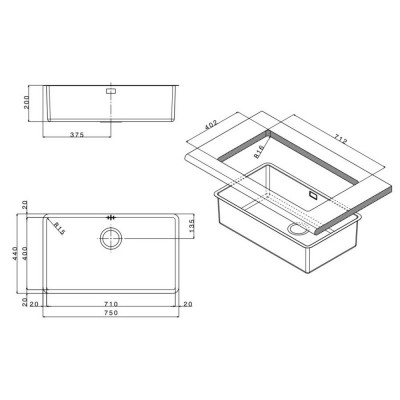 Кухонная мойка Apell Ferrara Plus FEM71UBC Brushed Кухонная мойка Apell Ferrara Plus FEM71UBC Brushed
