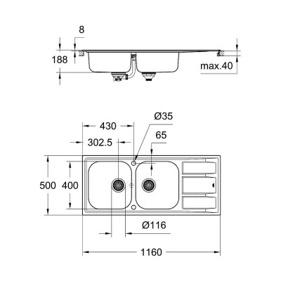 Кухонная мойка Grohe Sink K400 31587SD0