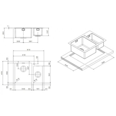 Кухонная мойка Apell Linear Plus LNP3418FBC Brushed Кухонная мойка Apell Linear Plus LNP3418FBC Brushed