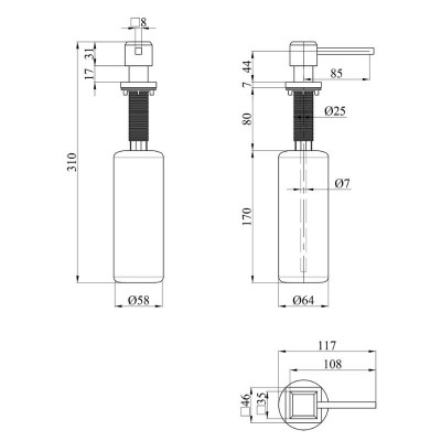 Кухонная мойка черная в комплекте 4 в 1 со смесителем и дозатором 0739