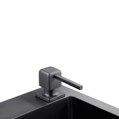 Кухонная мойка черная в комплекте 4 в 1 со смесителем и дозатором 0739