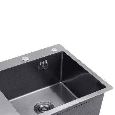 Кухонная мойка черная в комплекте 4 в 1 со смесителем и дозатором 0739