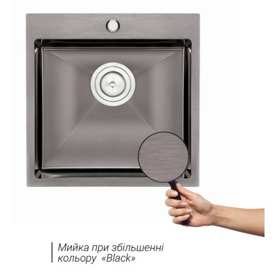 Кухонная мойка Qtap интегрированная D5050BL PVD 2.7/1.0 mm Black Кухонная мойка Qtap интегрированная D5050BL PVD 2.7/1.0 mm Black