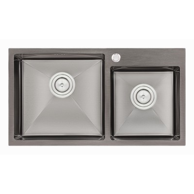 Кухонная мойка Qtap двойная интегрированная S7843BL PVD 2.7/1.0 mm Black Кухонная мойка Qtap двойная интегрированная S7843BL PVD 2.7/1.0 mm Black