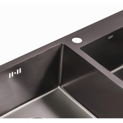 Кухонная мойка Qtap двойная интегрированная S7843BL PVD 2.7/1.0 mm Black Кухонная мойка Qtap двойная интегрированная S7843BL PVD 2.7/1.0 mm Black
