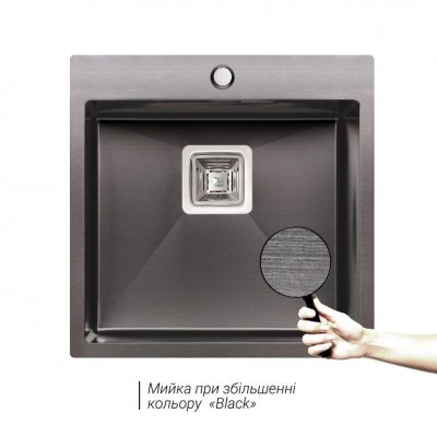 Кухонная мойка Qtap DK5050BL интегрированная черный металлик Кухонная мойка Qtap DK5050BL интегрированная черный металлик