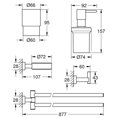 Набор аксессуаров Grohe Essentials Cube 40847001