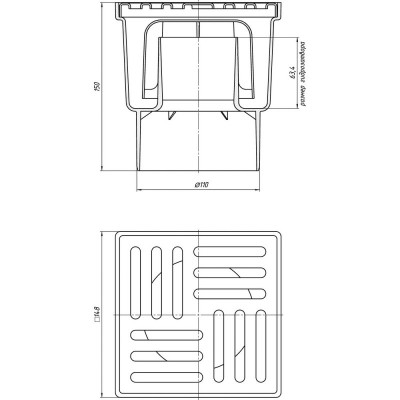 Трап ANI Plast TA1212 вертикальный с нержавеющей решеткой 150х150