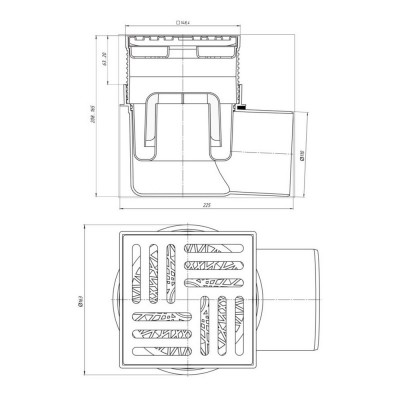Трап ANI Plast TA1612 горизонтальный с нержавеющей решеткой 150x150 Трап ANI Plast TA1612 горизонтальный с нержавеющей решеткой 150x150