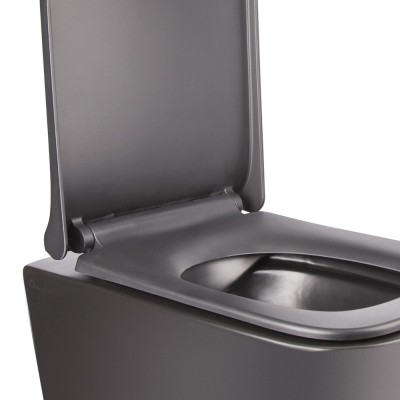 Унитаз подвесной Qtap Tern безободковый с сидением Slim Soft-close QT1733052ERMB Унитаз подвесной Qtap Tern безободковый с сидением Slim Soft-close QT1733052ERMB