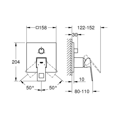 Внешняя часть смесителя для ванны Grohe Eurocube 24094000 Внешняя часть смесителя для ванны Grohe Eurocube 24094000