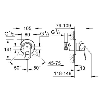 Смеситель скрытого монтажа для душа Grohe BauLoop 29042000 Смеситель скрытого монтажа для душа Grohe BauLoop 29042000