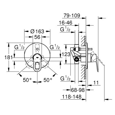 Смеситель скрытого монтажа для душа Grohe BauLoop 29081000 на два потребителя Смеситель скрытого монтажа для душа Grohe BauLoop 29081000 на два потребителя