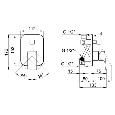 Смеситель для душа скрытого монтажа Qtap Namesti 6225102NC