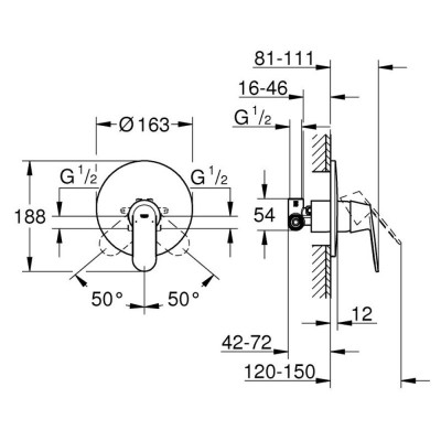 Смеситель скрытого монтажа для душа Grohe Eurosmart Cosmopolitan 32880000