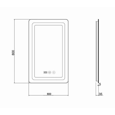 Зеркало Q-tap Mideya LED DC-F912 с антизапотеванием 600х800