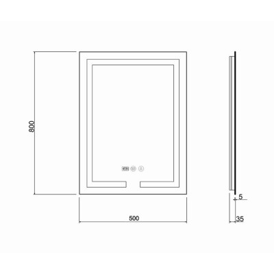 Зеркало Q-tap Mideya LED DC-F936 с антизапотеванием 500х800 Зеркало Q-tap Mideya LED DC-F936 с антизапотеванием 500х800